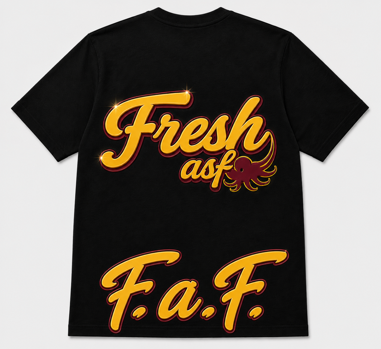 Fresh asf Tee — Gold & Wine