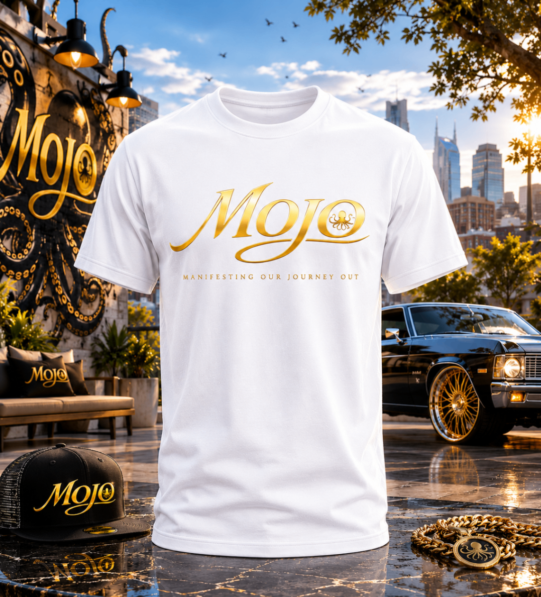 MOJO Tee — Gold on White