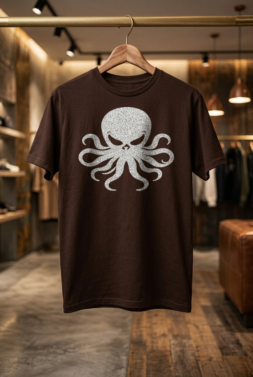 Silver Octo Tee Brown