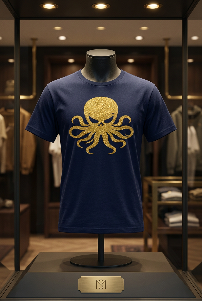 Gold Octo Tee Navy